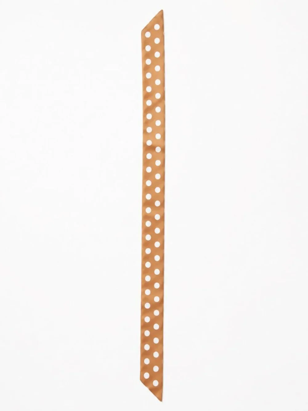 Caramel Polka Dot Satin Skinny Scarf Hair Bag Neck Accessory